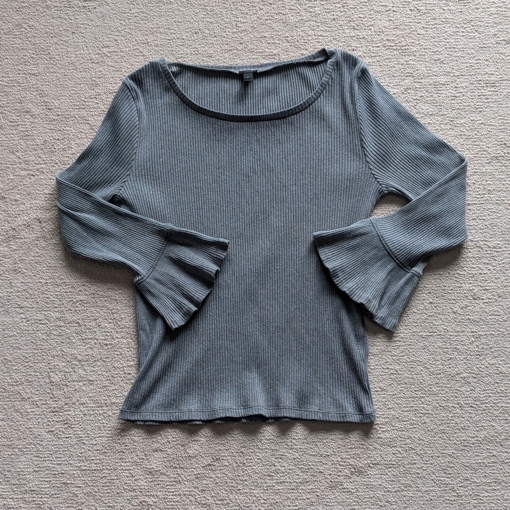 J. Crew gray ribbed long sleeve knit, size M